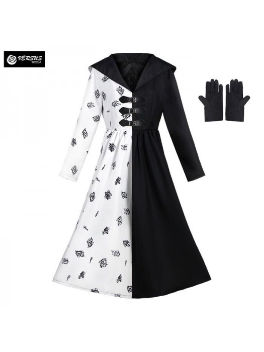 Strega Donna Crudele Vestito Carnevale Bianco Nero Cruel Woman Costume CRUD03